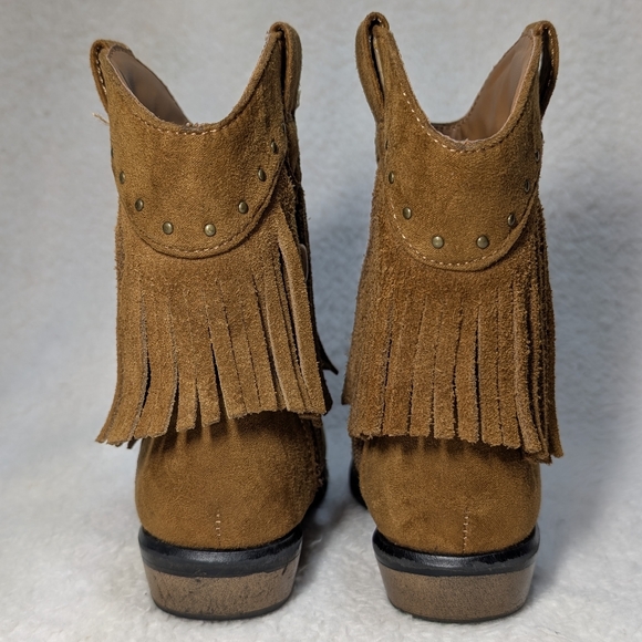 Girls Genuine Kids by Oshkosh Leather Suede Textile Fringe Western Boots Size 6 - Picture 5 of 8
